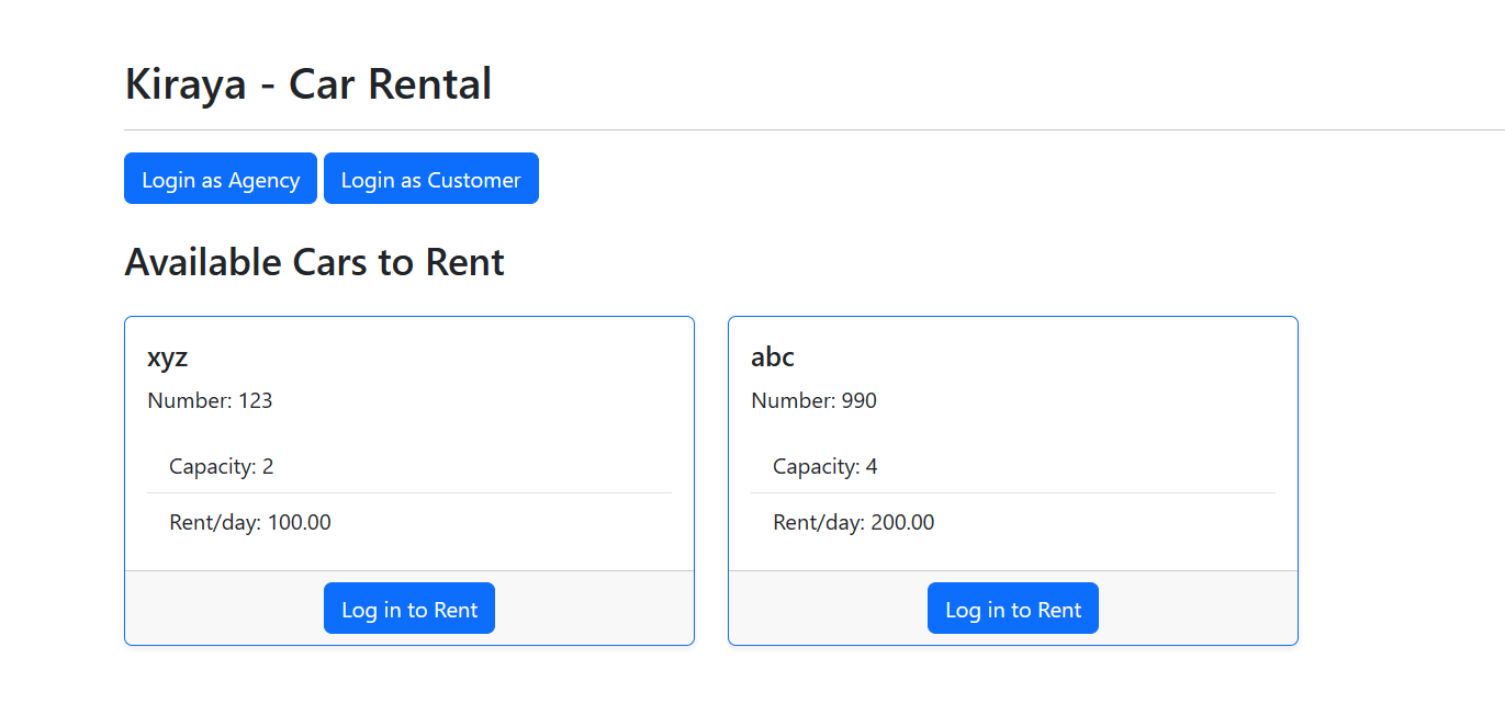 Kiraya - Car Rental System